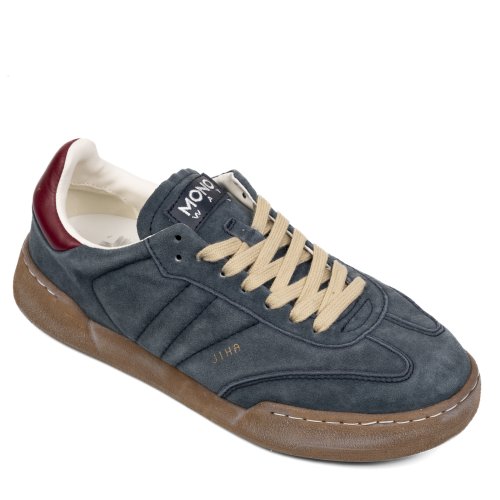 Mono way, pantofi sport albastri piele naturala intoarsa jiha