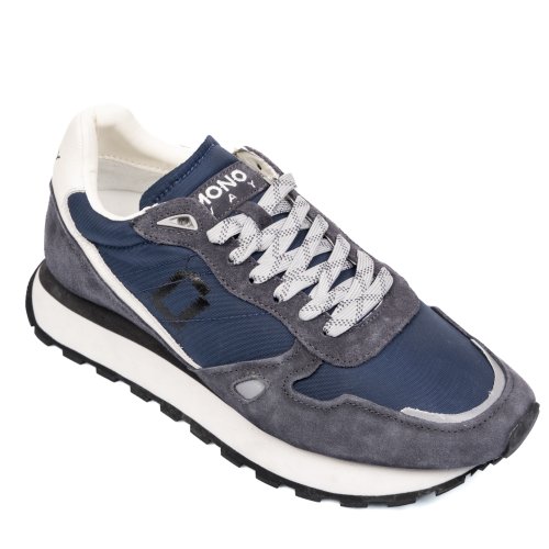 Mono way, pantofi sport albastri piele naturala intoarsa runner