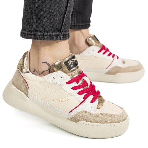 Mono way, pantofi sport beige piele naturala intoarsa bamgo-53w