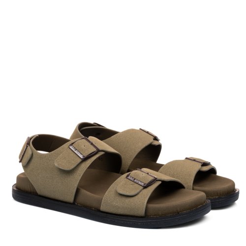 Soprani couture, sandale khaki piele naturala intoarsa scm519p35