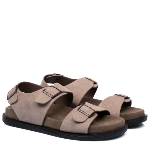 Soprani couture, sandale taupe piele naturala intoarsa scm519p35